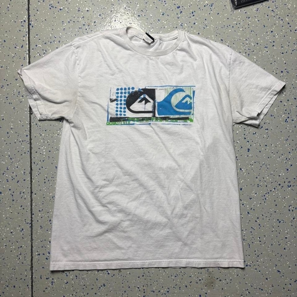 Vintage Quiksilver Surf White Mens XL Skater Short Sleeve